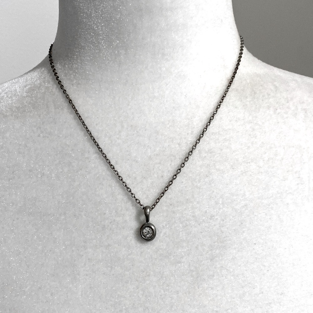 Silver Solitaire Crystal Pendant Necklace Waterproof Hypoallergenic No Tarnish